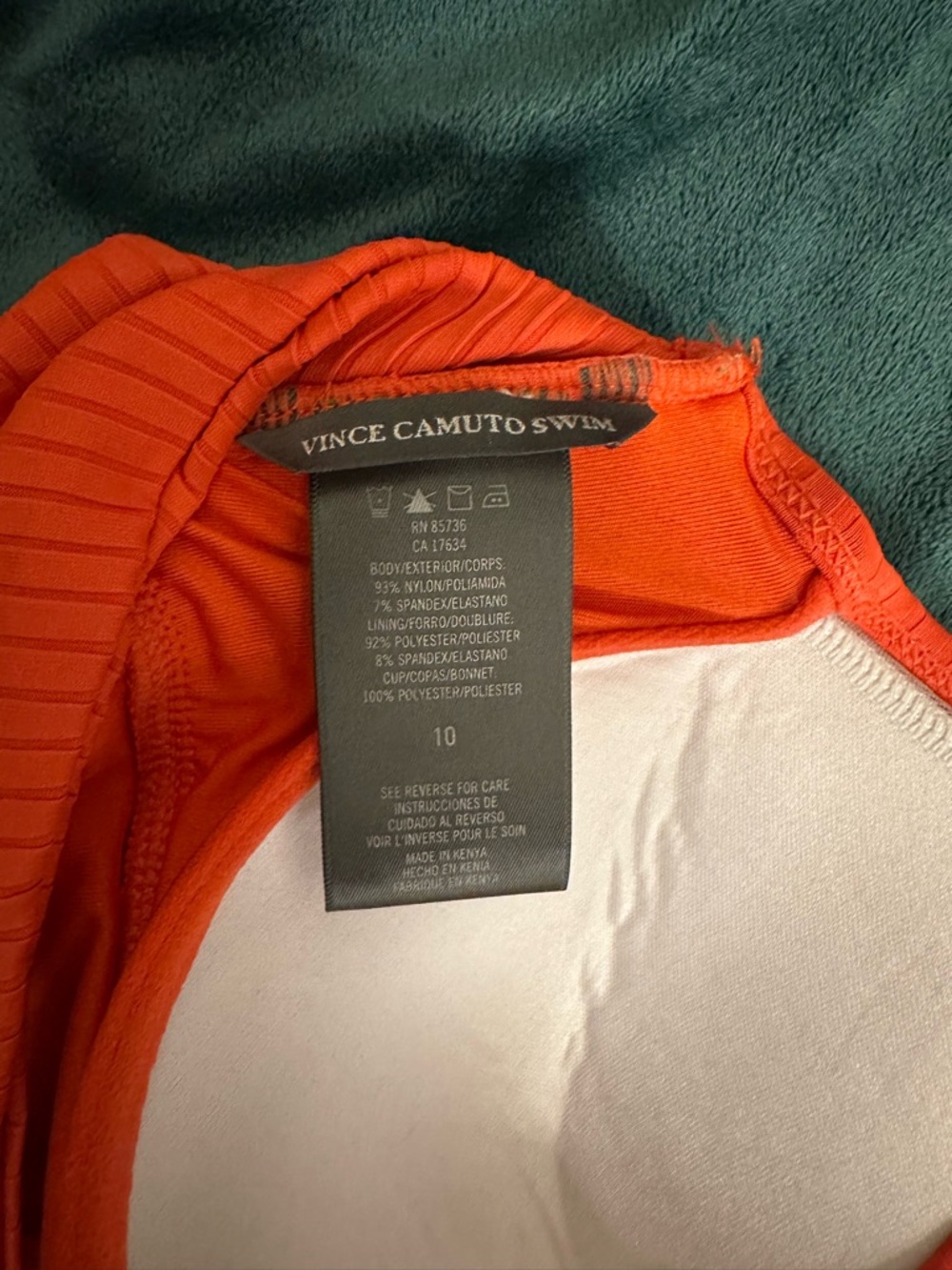 Vince Camuto Orange Ribbed One-Piece Swimsuit - Picture 11 of 15